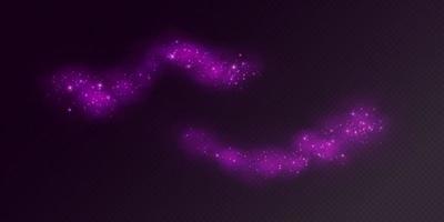 Magic cloud with sparkles, purple fairy stardust with sparks. vector