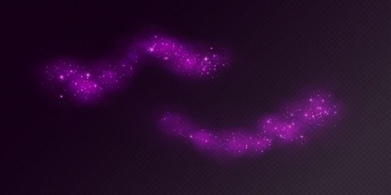 Magic cloud with sparkles, purple fairy stardust with sparks.