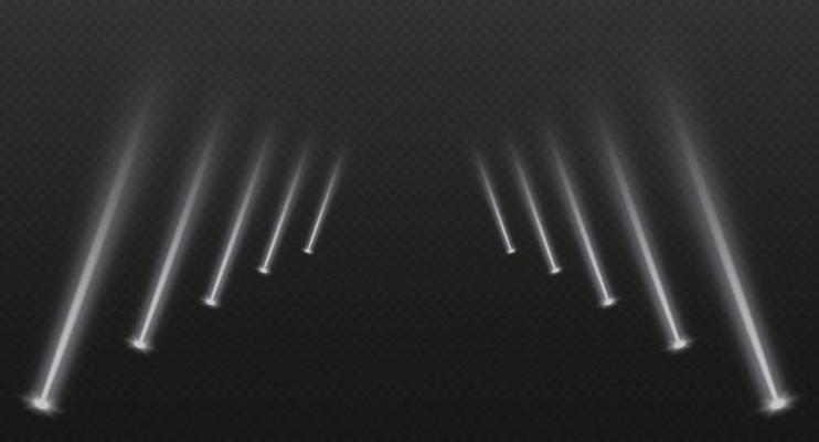 Stage spotlights, realistic light corridor, shiny white beams overlay effect for music stage or awards nomination