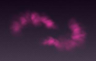 Pink smoke, colorful fog, realistic smog, haze, mist or cloudiness effect. vector