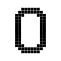 Number 0 zero, 3d cube pixel, shape minecraft 8 bit vector