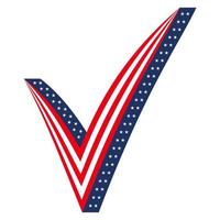 3d check mark stylized as USA flag, icon elections voting President Parliament, vector sign of voting in the elections of 2020