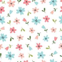 Floral seamless pattern in colorful flowers on a white background. Floral background for trendy prints. Summer and spring motifs. vector