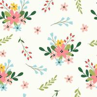 Elegant floral pattern with bouquets of flowers, branches and colorful flowers. Floral background for trendy prints. Summer and spring motifs. vector