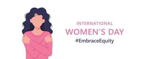 International Women's Day banner. EmbraceEquity Women's Day vector illustration.