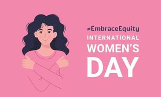 International Women's Day banner. EmbraceEquity Women's Day vector illustration.