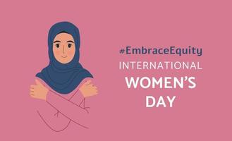 International Women's Day banner. EmbraceEquity Women's Day vector illustration.