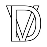 Logo sign, dv vd, icon nft dv interlaced letters d v vector
