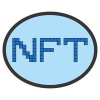 NFT sign icon non fungible token, NFT oval icon on blue background vector