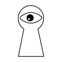 Keyhole with an eye, concept icon surveillance peepin vector