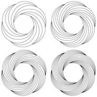Set circular flower pattern swirling finer lines vector ring template logo pattern ball thread for knitting
