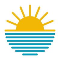 Logo sun pool ocean, icon water sky beach summer travel vector