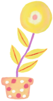 Yellow flower pot, Acrylic paint playful clip art png