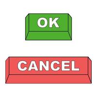 Keyboard buttons ok and cancel, vector red and green buttons ok and cancel approve and reject concept