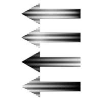 Set of pointing arrows, striped texture arrow path direction vector