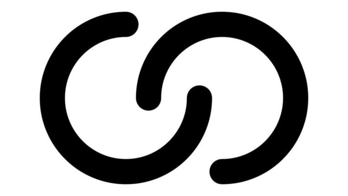 Circle icon interlocking, line chain entwined intertwined, bond geometric lace