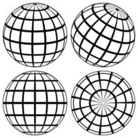 Globe line sphere earth, wire global grid, 3d ball planet vector