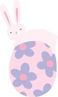 Cute Easter White Bunny Hold Flower Egg vector