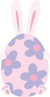 Cute Easter White Bunny Hold Flower Egg vector