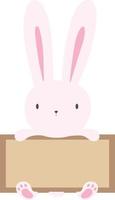 Cute Easter White Rabbit With Board vector