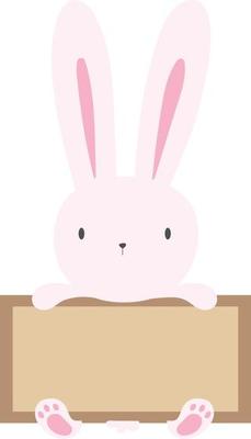 Cute Easter White Rabbit With Board