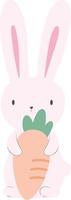 Cute Easter White Rabbit With Carrot vector