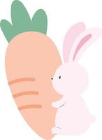 Cute Easter White Rabbit With Big Carrot vector