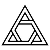 Logo triangle sign closed system, the vector triangle with twisted sides of the bisector