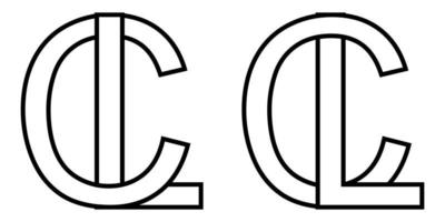 Logo sign lc and cl icon sign two interlaced letters L, C vector logo lc, cl first capital letters pattern alphabet l, c