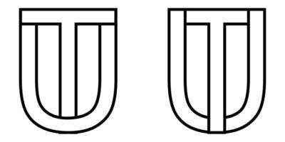 Logo sign ut tu icon sign two interlaced letters U, T vector logo ut, tu first capital letters pattern alphabet u, t