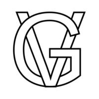 Logo sign gv vg icon, nft interlaced letters, g v vector