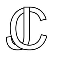 Logo sign cj jc icon, double letters logotype c j vector
