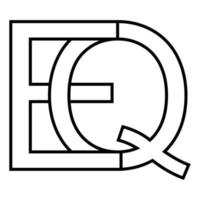 Logo sign eq qe icon nft eq interlaced letters e q vector