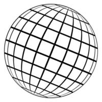 Globe logo planet earth 3D sphere, globe frame meridian wire grid vector