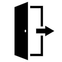 Exit icon, open doors arrow to the outside, emergency exit from the room vector