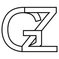 Logo sign gz zg icon nft interlaced letters g z vector