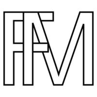 Logo sign, fm mf icon nft fm interlaced letters f m vector