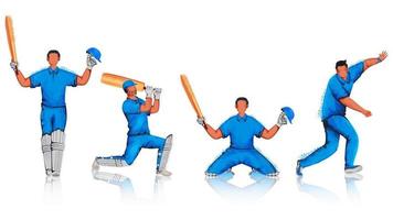 Faceless Cricket Players with Noise Effect in Different Poses. vector