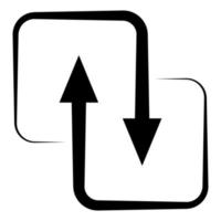 Black direction arrows for transfer, synchronization, data transfer, square arrow exchange concept vector