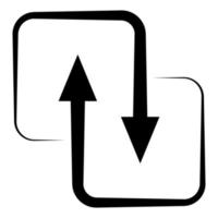 Black direction arrows for transfer, synchronization, data transfer, square arrow exchange concept vector