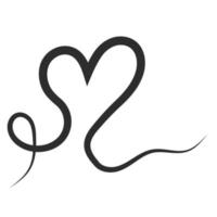 Calligraphic heart in one line fluttering ribbon, flight of love heart vector