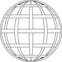 Intertwined meridian and parallel of the globe of the earth grid, the globe of the field line on the surface of the meridian and parallel vector template grid