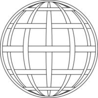 Intertwined meridian and parallel of the globe of the earth grid, the globe of the field line on the surface of the meridian and parallel vector template grid