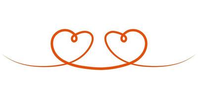 Two hearts are drawn to each other a symbol of love, drawn by hand with one line vector