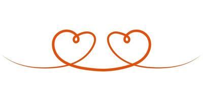 Two hearts are drawn to each other a symbol of love, drawn by hand with one line vector