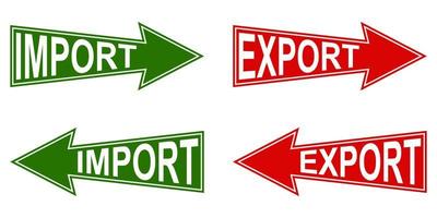 Arrow pointer import export, vector pointers for import and export of goods, symbol international business and turnover