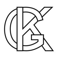 logo firmar G k kg, icono nft entrelazado letras sol k vector
