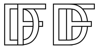 Logo df  fd icon sign two interlaced letters D f, vector logo df fd first capital letters pattern alphabet d f