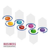 Business Infographic Template Layout with 3D Colorful Icons in Seven Options. vector