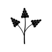 Hand drawn sketch berry branch isolated on white background. Simple doodle style. vector